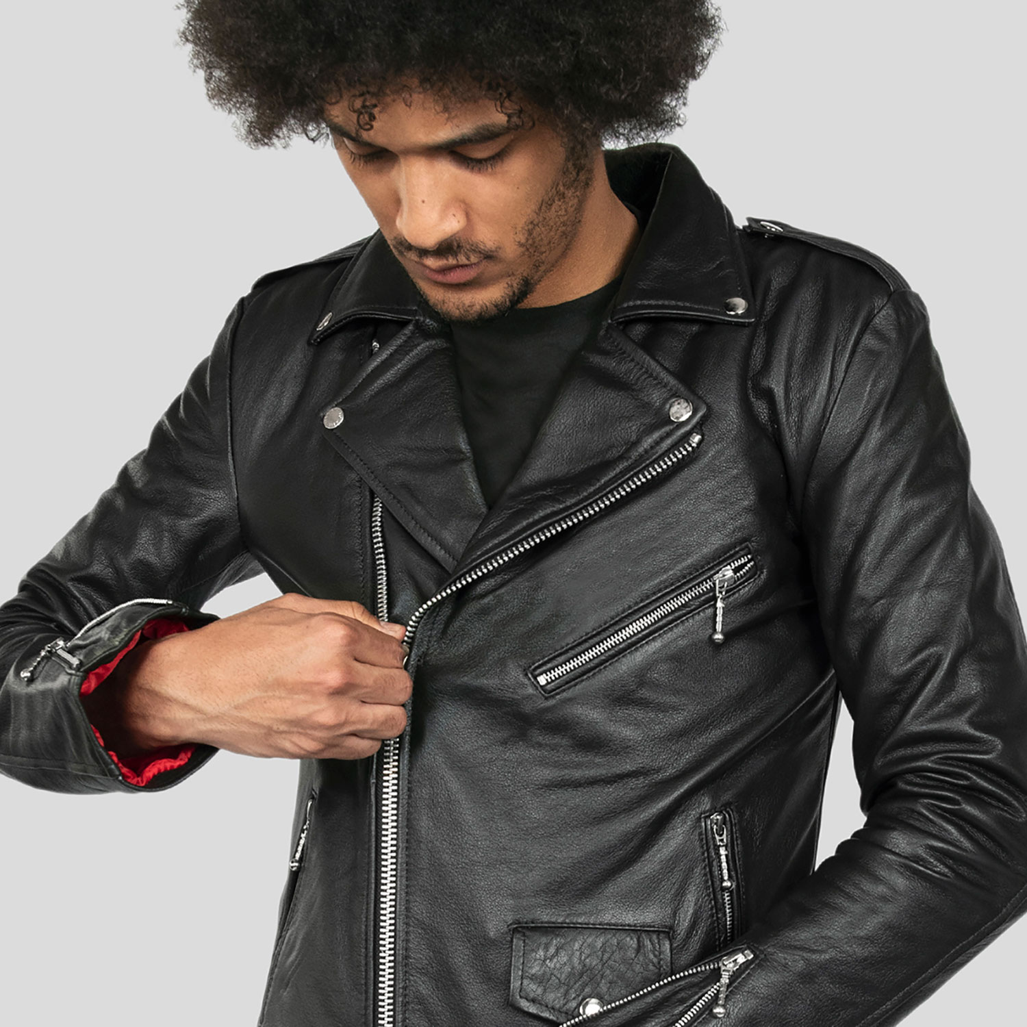 Straight and Long | Hell Leather - Nickel Jacket Black Apparel - For Tall Men Commando To