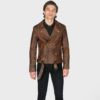 Commando washed brown leather jacket