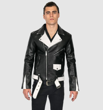 Commando men's black and white vegan leather jacket