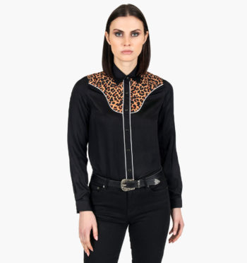Crazy Heart women's black and leopard western shirt