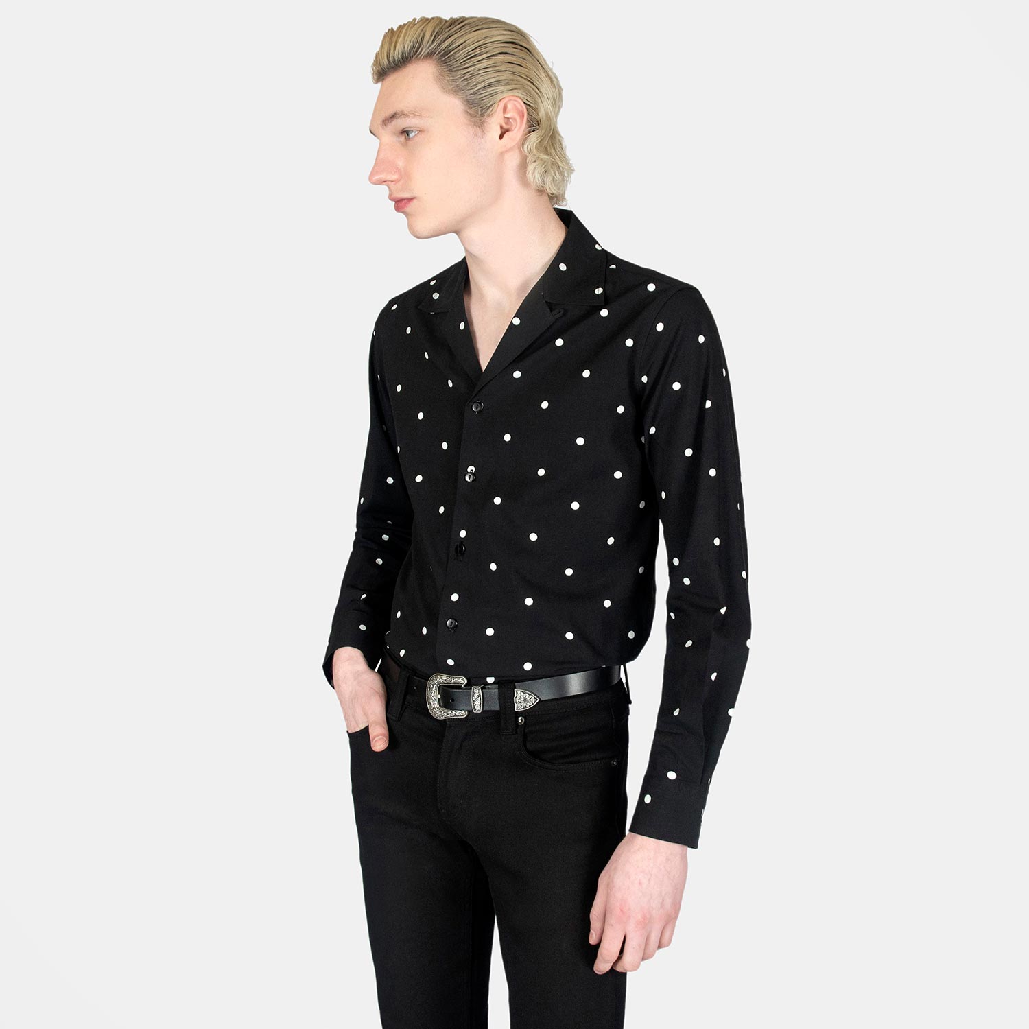 Stepping Stone - Black and White Polka Dot Shirt - Men's by Straight to Hell