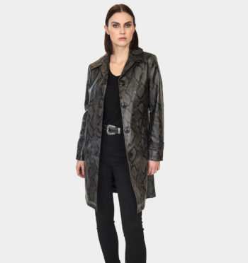 Vandella snakeskin artificial leather mac coat
