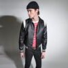 Jet men's artificial leather varsity jacket