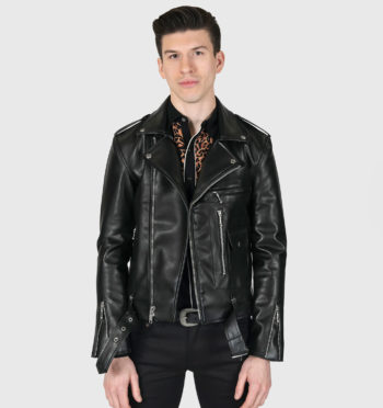 Vegan Logan men's black vegan leather jacket