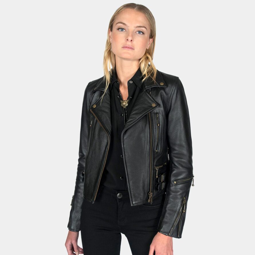 Defector - Black and Brass Leather Jacket | Straight To Hell Apparel