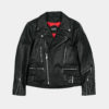 Defector men's black leather jacket with nickel hardware