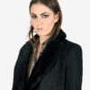 The Augustine is a stylish, warm, wool-blend winter coat that features a shearling collar and notched shearling lapels.