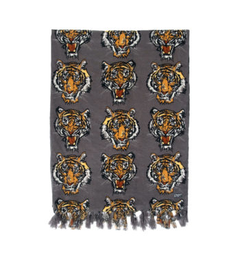 Medium weight, 73” long scarf featuring our Greatest Victory tiger motif artwork.