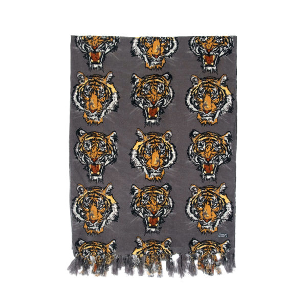 Medium weight, 73” long scarf featuring our Greatest Victory tiger motif artwork.