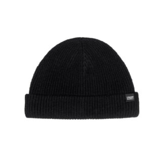 Short beanie sits at the ears or above.