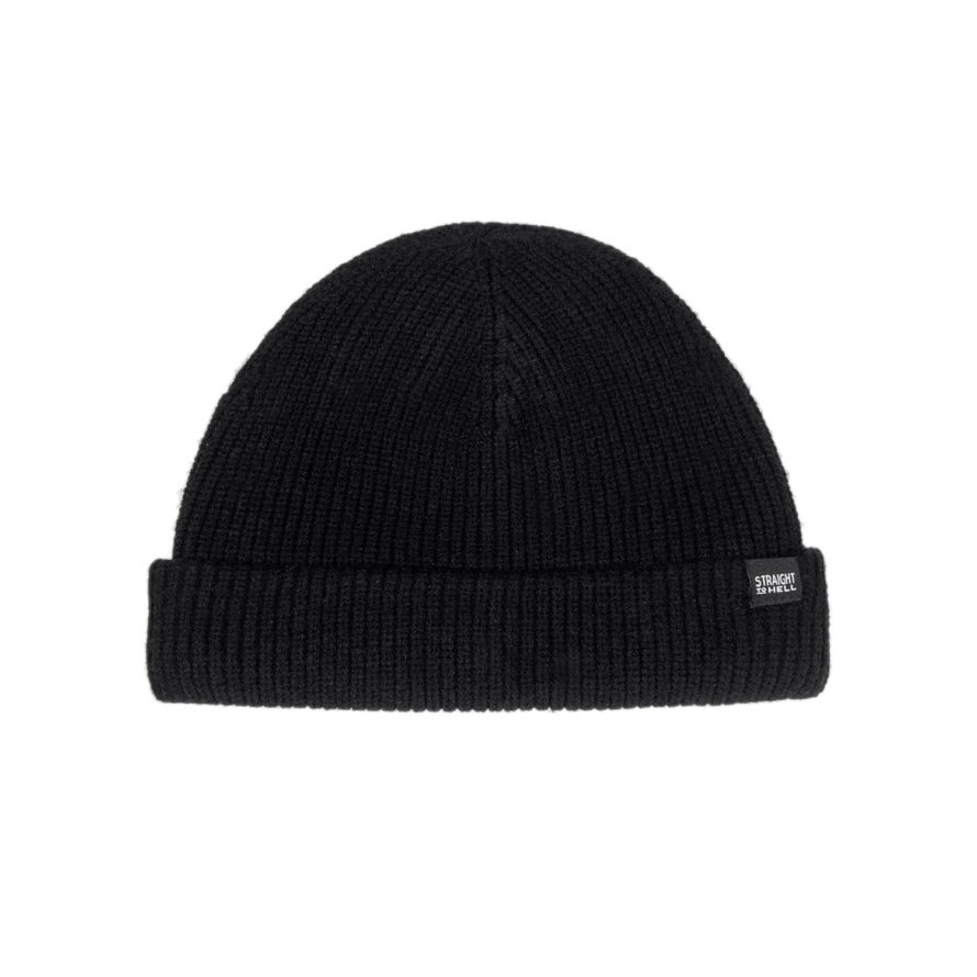 Wanderer - Black Viscose Short Beanie | Straight To Hell Apparel