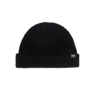Short beanie sits at the ears or above.