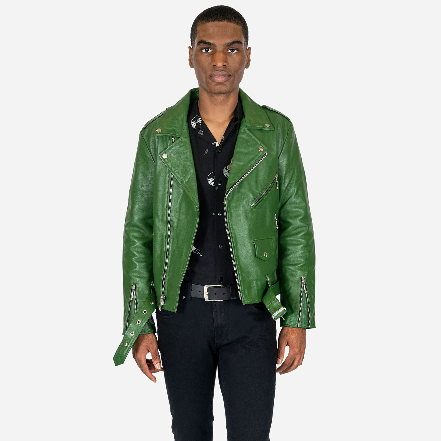 green leather jacket men