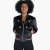 Soft velvet, fitted jacket with our Gabrielle cheetah face embroidery.