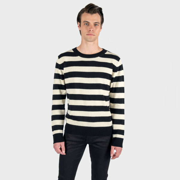 Black and light cream striped sweater.