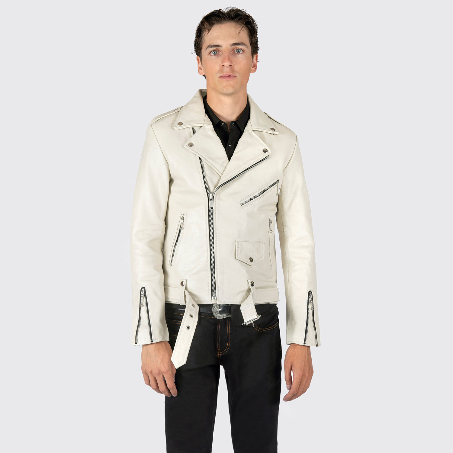 Commando - White Leather Jacket - Men's by Straight to Hell