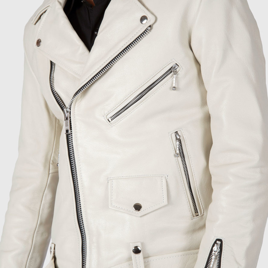Commando - White Leather Jacket (Size 34S, 34, 36S, 36, 38S, 38, 40, 42 ...