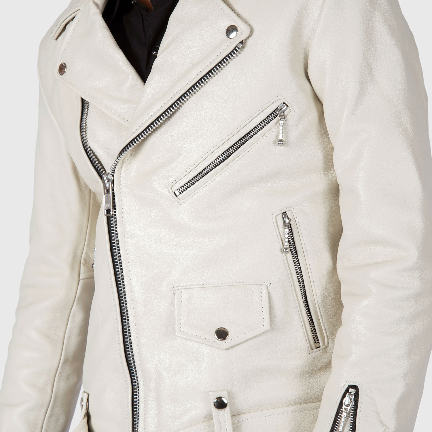 White, Navy and Leather Jacket - THE STYLING DUTCHMAN.