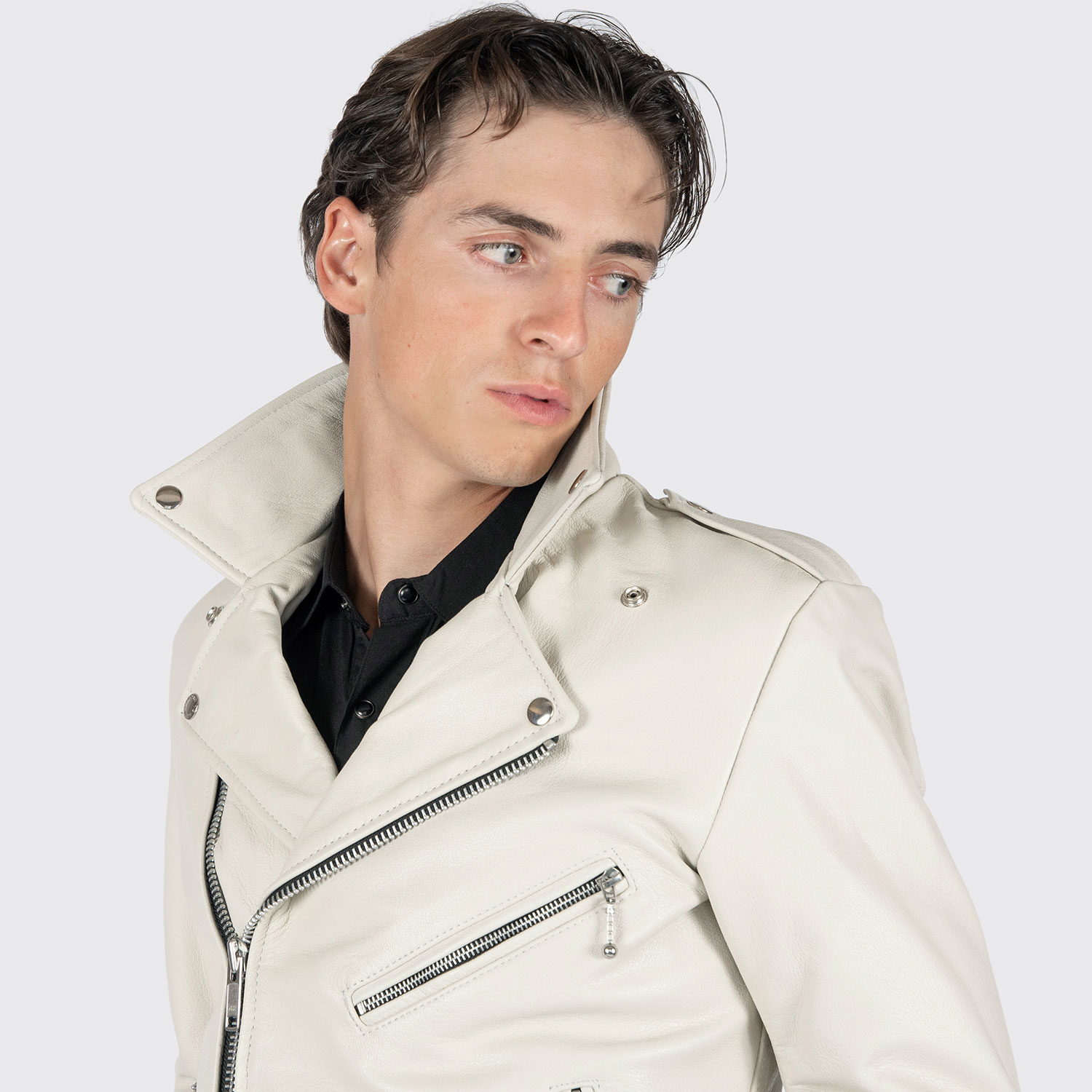 Commando - White Leather Jacket - Men's by Straight to Hell