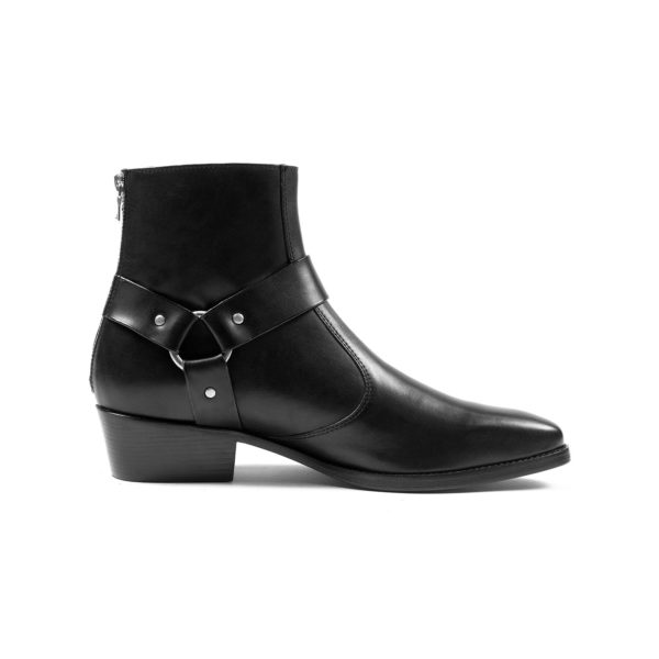 The Libertine is a men's black, premium leather harness boot