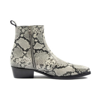 The Richards is a men’s grey snakeskin, premium leather boot