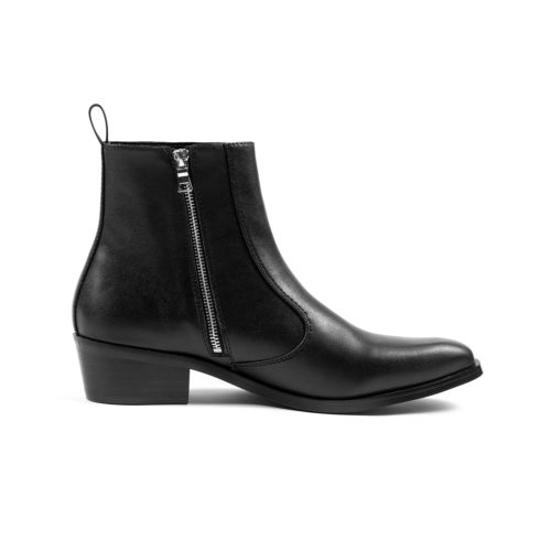 Vegan Richards - Black Faux Leather Zip Boots | Straight To Hell Apparel