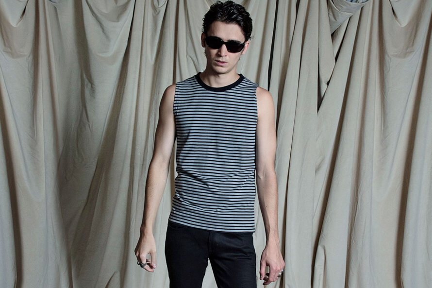 Diego – Black and Grey Striped Tank Top