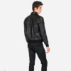 The Belmont leather jacket features durable elastic cuffs and waistband and symmetrical styling details.