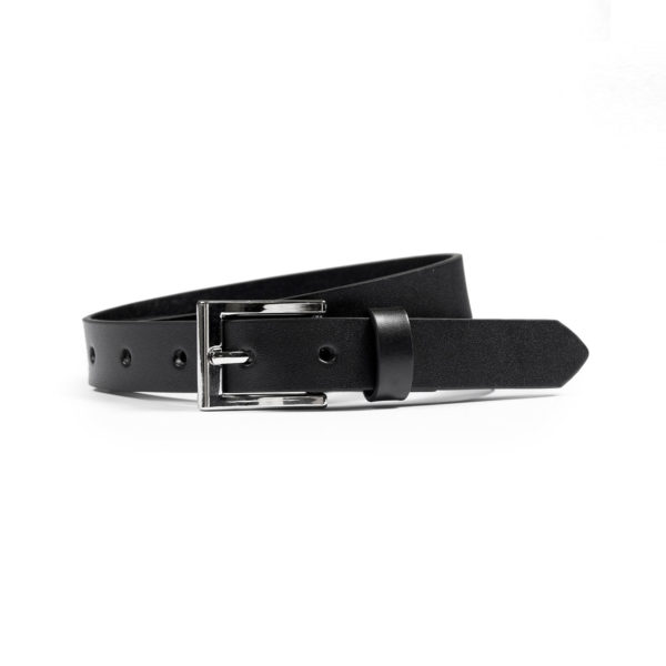 Slender, stainless steel polished buckle for formal occasions.