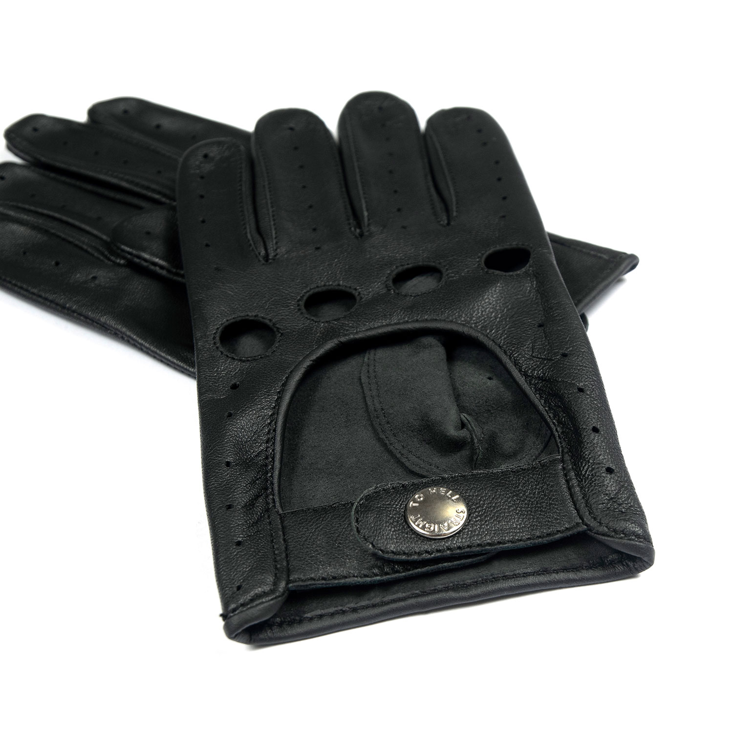 Straight to Hell Men's Bullitt Fingerless Leather Gloves