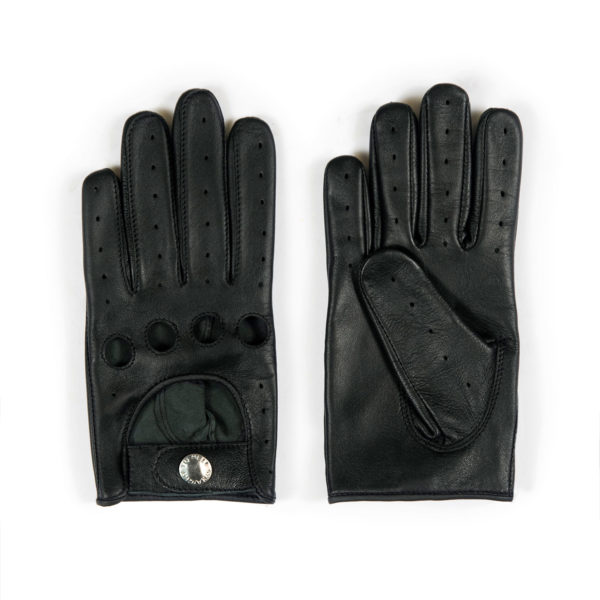 Bullitt women's black leather gloves with nickel harware