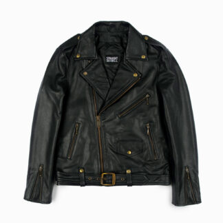 Commando Lightweight - Black and Brass Leather Jacket