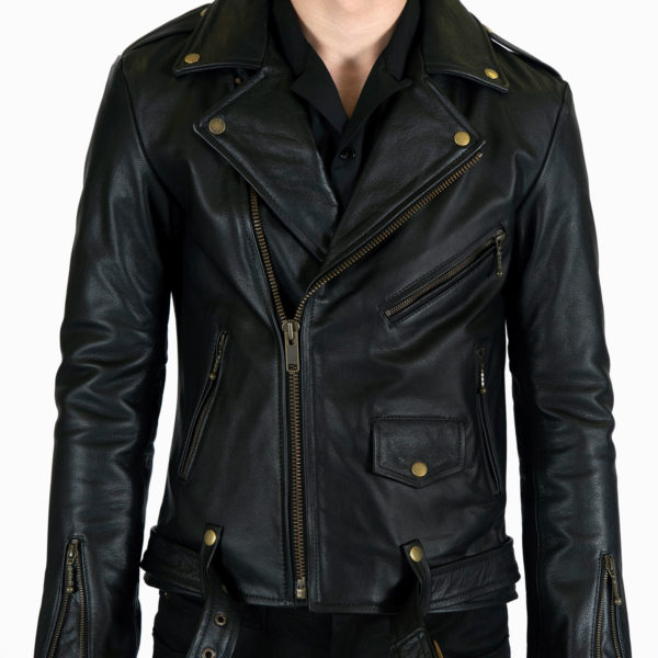 Commando Lightweight - Black and Brass Leather Jacket | Straight To ...