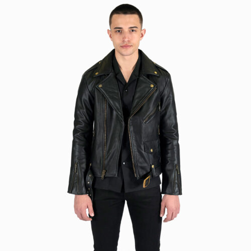 Commando Lightweight - Black and Brass Leather Jacket | Straight To ...