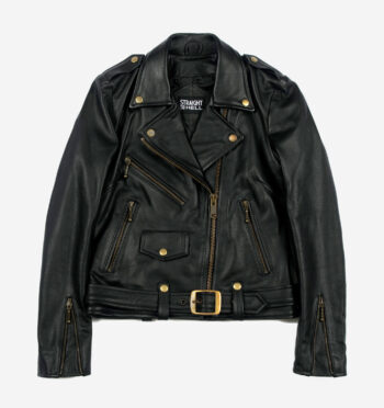 Commando Lightweight - Black and Brass Leather Jacket