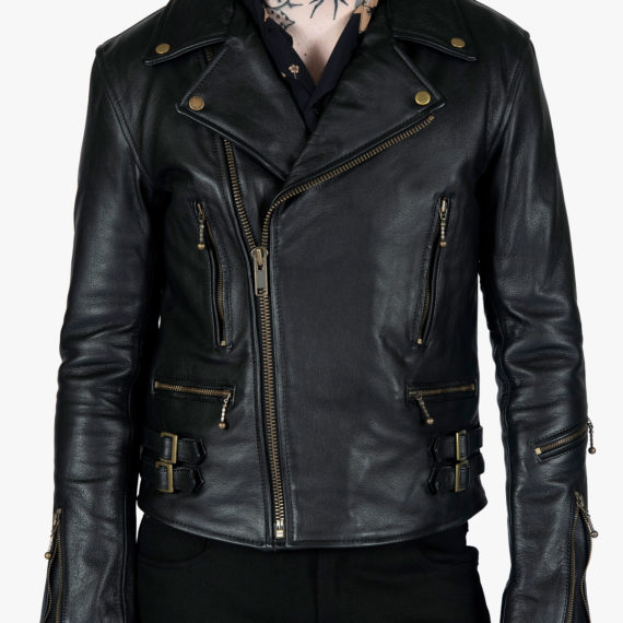 Defector - Black and Brass Leather Jacket | Straight To Hell Apparel