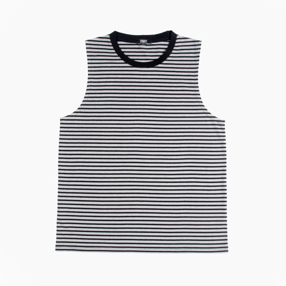 Diego - Black and Grey Striped Tank Top | Straight To Hell Apparel
