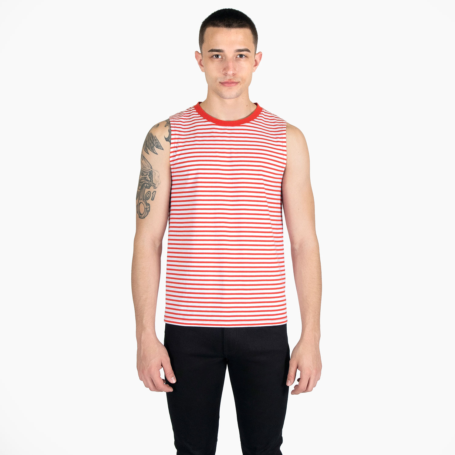 Diego - Red and White Striped Tank Top (Size XS, S, M, L, XL, 2XL, 3XL)