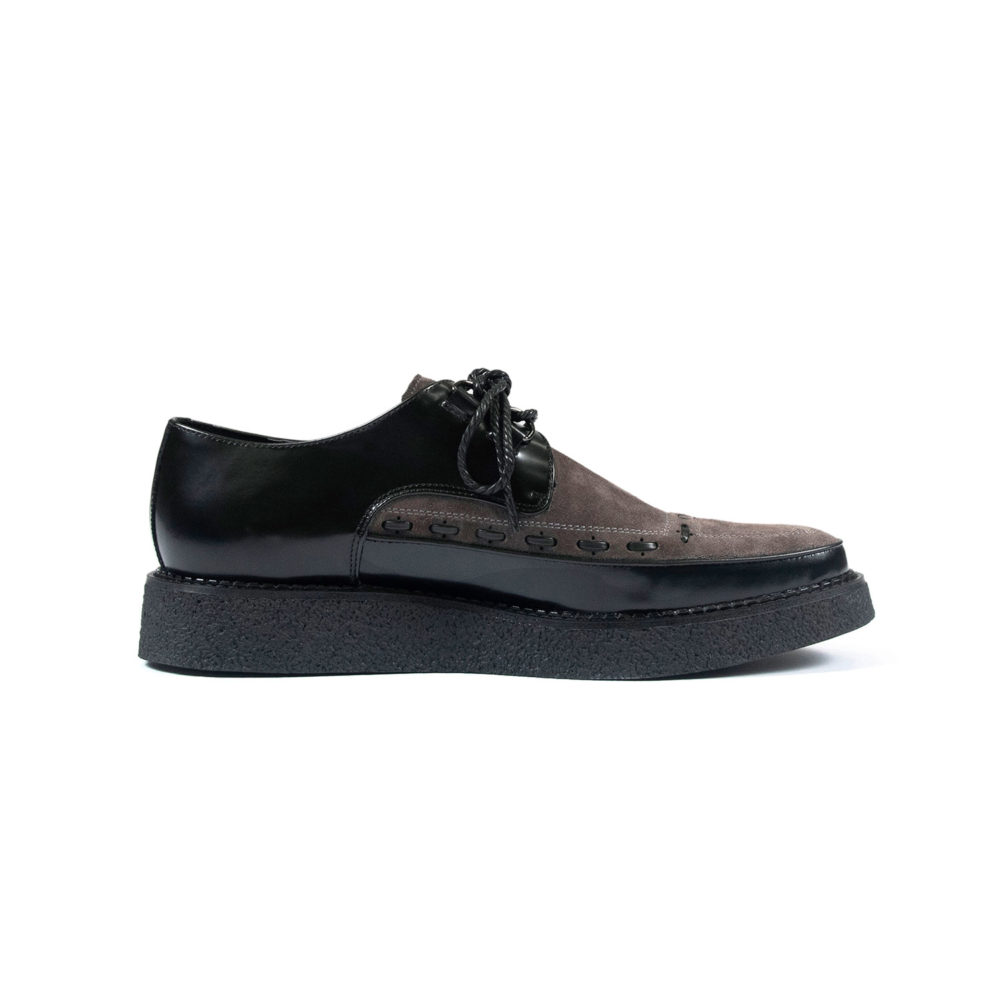 Hawkins - Black and Grey Leather Creepers | Straight To Hell Apparel