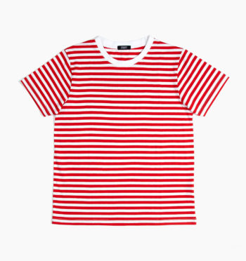 Short sleeve striped t-shirt with a relaxed neck and capped sleeves.