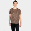Short sleeve leopard print t-shirt with a relaxed neck and capped sleeves