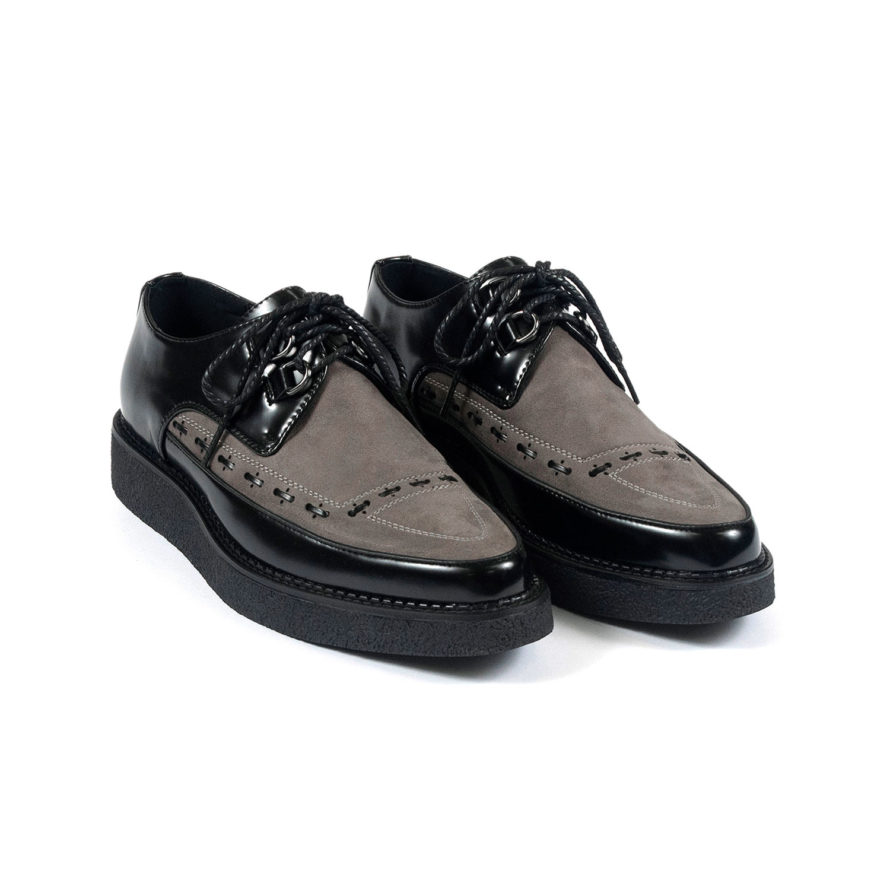 Vegan Hawkins - Black and Grey Faux Leather Creepers | Straight To Hell ...