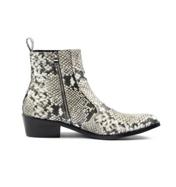 The Richards is a women’s grey snakeskin, premium leather boot