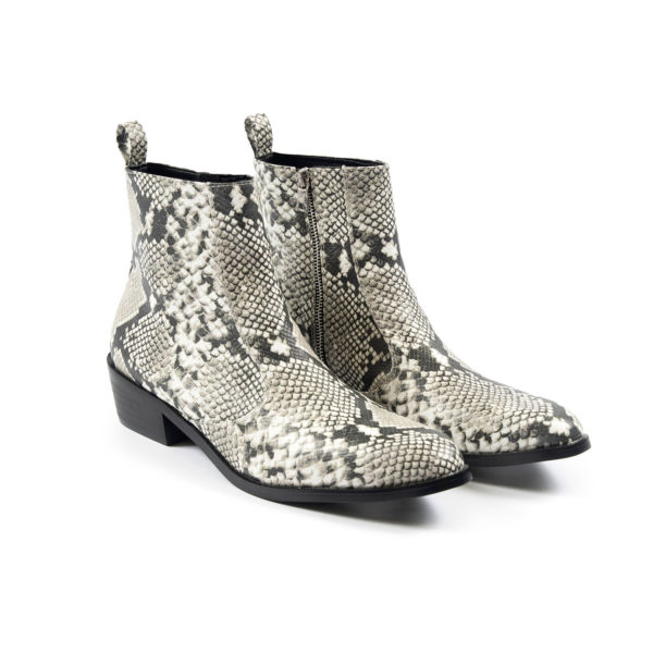 Vegan Richards - Grey Snakeskin Faux Leather Zip Boots | Straight To ...