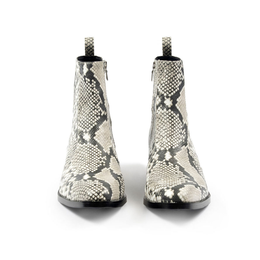 Vegan Richards - Grey Snakeskin Faux Leather Zip Boots | Straight To ...