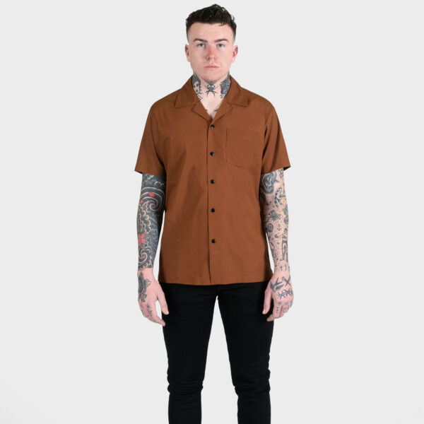 All the Trouble - Brown with Black Piping Shirt (Size XS, S, M, L, XL ...