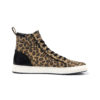 Leopard print sneakers with black leather