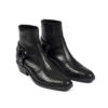 The Libertine is a women’s black snakeskin, premium leather harness boot