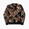 The Tame My Tiger allover pattern, now featured on a jacquard knit sweater.