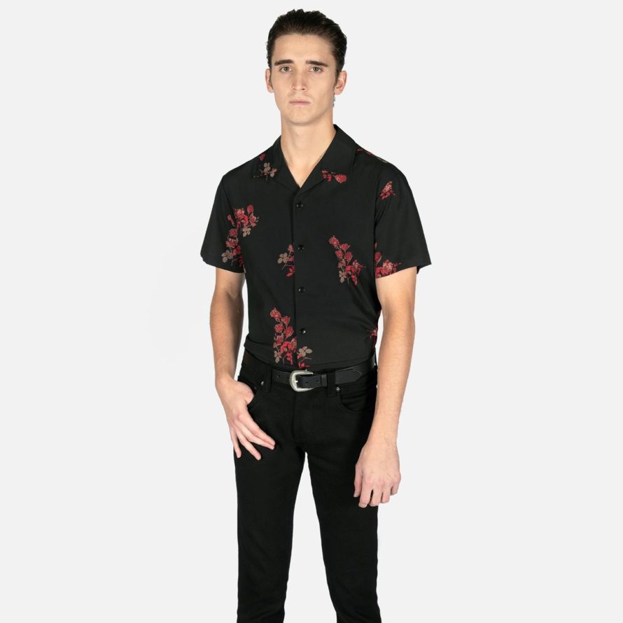 Band of Roses - Black and Red Floral Print Shirt | Straight To Hell Apparel